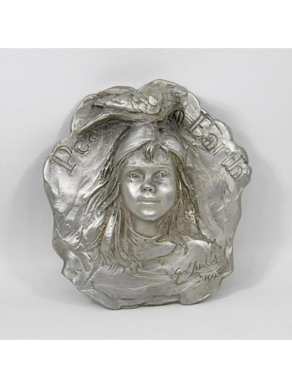 Pewter Peace on Earth Christmas Ornament 1993 George Lundeen Loveland Colorado